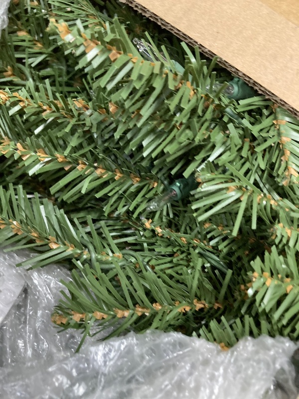 Photo 1 of ***(MISSING STAND, MISSING PART -SELLING AS IS)*** Puleo International 7.5ft Pre-Lit Slim Fraser Fir Christmas Tree with 350 Clear Lights, 1188 Realistic Dense Branch Tips, Easy Setup Artificial Trees with Sturdy Metal Stand