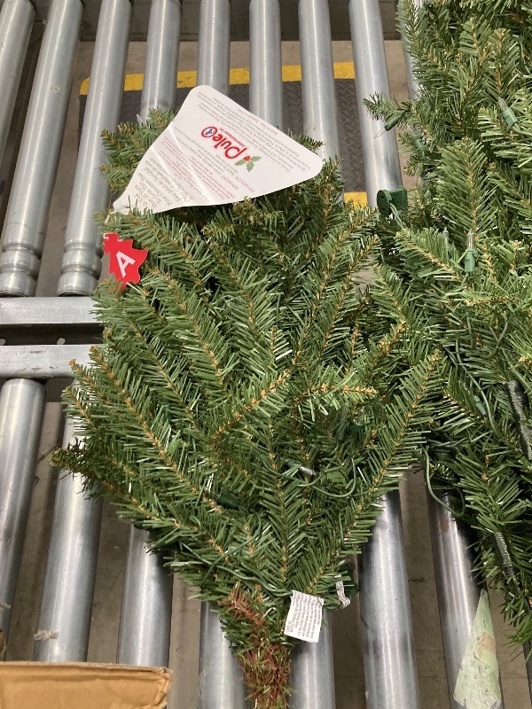 Photo 1 of ***(MISSING STAND, MISSING PART -SELLING AS IS)*** Puleo International 7.5ft Pre-Lit Slim Fraser Fir Christmas Tree with 350 Clear Lights, 1188 Realistic Dense Branch Tips, Easy Setup Artificial Trees with Sturdy Metal Stand