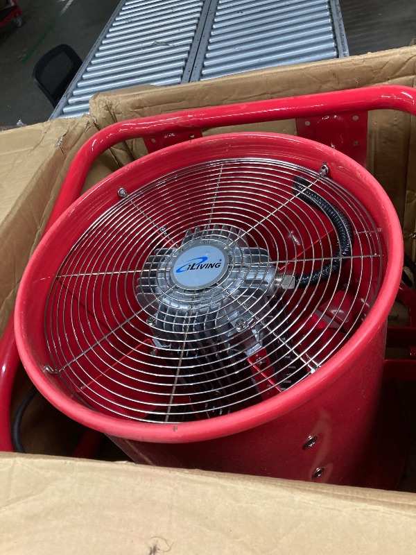 Photo 1 of ***(DAMAGED, SELLING AS IS ONLY -PARTS)*** 
iLiving - ILG8EF16EX Explosion Proof Utility High Velocity Blower, Fume Extractor, Portable Exhaust and Ventilator Fan, Air Ventilation with 4240 CFM, 3300 RPM (16 Inch)