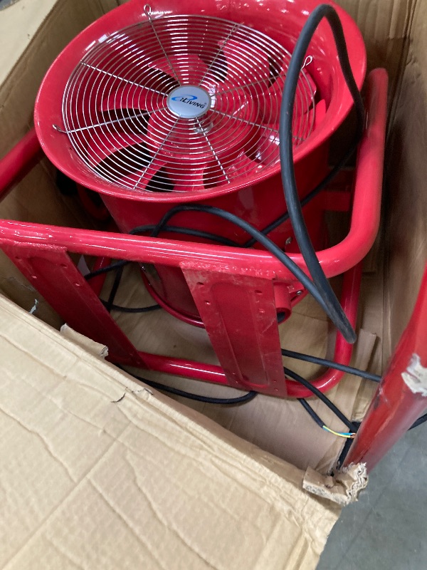 Photo 1 of ***(DAMAGED, SELLING AS IS ONLY -PARTS)*** 
iLiving - ILG8EF16EX Explosion Proof Utility High Velocity Blower, Fume Extractor, Portable Exhaust and Ventilator Fan, Air Ventilation with 4240 CFM, 3300 RPM (16 Inch)