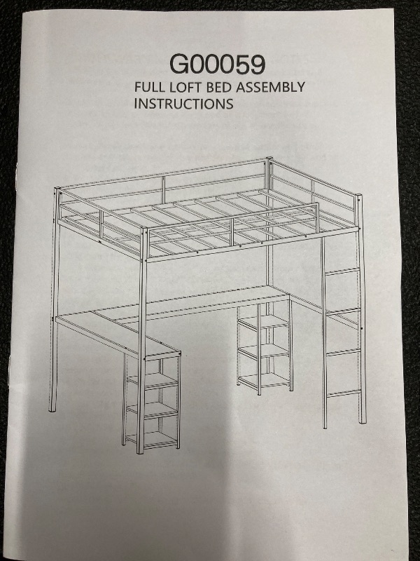 Photo 1 of ***The photo and description is only to the reference***Bellemave Full Size Metal Loft Bed with L Shaped Desk and Wardrobe, Heavy Duty Loft Bed Frame with Storage Stairs, LED Loft Bed Frame with Charging Station & Safety Guardrails, Black