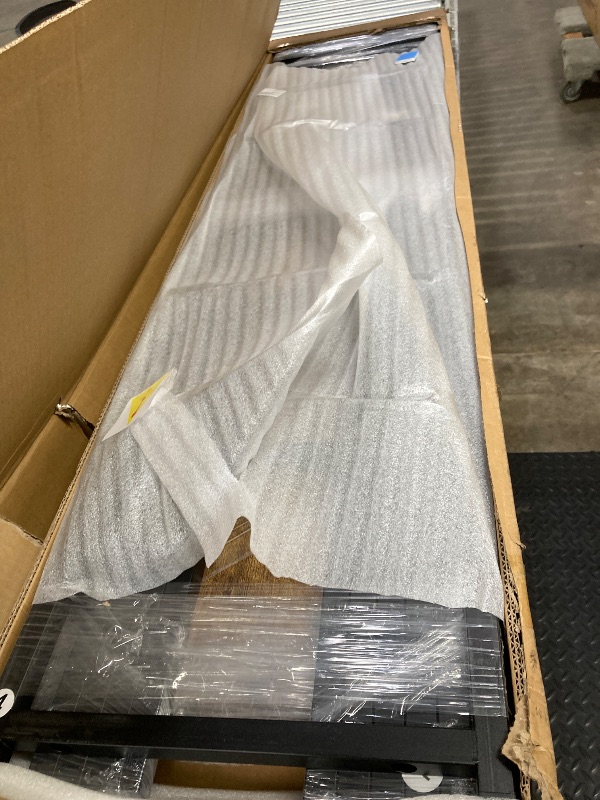 Photo 1 of **BOX 2 OF 2 ONLY/INCOMPLETE SET**Full Size Loft Bed with Desk and Storage Shelves, Heavy Duty Metal Loft Bed with L-Shaped Desk and Ladder, Full Size Loft Bed for Kids, Teens, Black Loft Bed Full Size