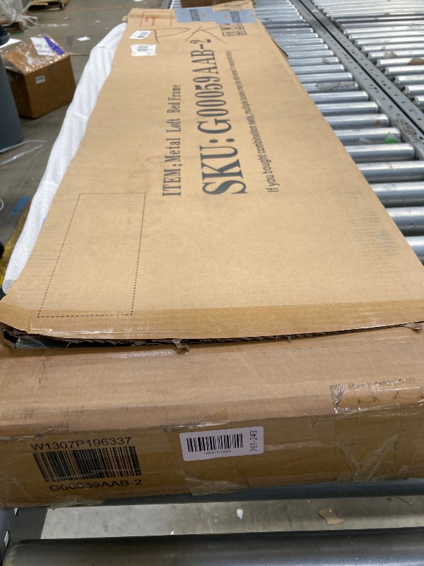 Photo 1 of **BOX 2 OF 2 ONLY/INCOMPLETE SET**Full Size Loft Bed with Desk and Storage Shelves, Heavy Duty Metal Loft Bed with L-Shaped Desk and Ladder, Full Size Loft Bed for Kids, Teens, Black Loft Bed Full Size