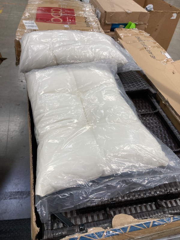 Photo 1 of ***(MISSING HARDWARE, MISSING PARTS, NO INSTRUCTION MANUAL -SELLING AS IS )*** 
Shintenchi Outdoor Patio Furniture Sets, Wicker Patio sectional , All Weather Wicker Rattan Patio Seating Sofas Cushion (Beige)  ***(BOX RIPPED TORN)*** 