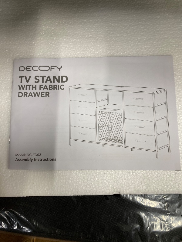 Photo 1 of *Crack in the stand top* See Photos* DECOMFY TV Stand with Fabric Drawer