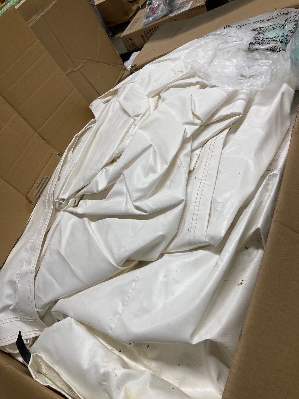 Photo 1 of *Stained* 10FT Inflatable White Bounce House,Indoor & Outdoor Bouncy Castle with Air Blower,Ball Pool and Slide for Wedding Party Kids Birthday Party