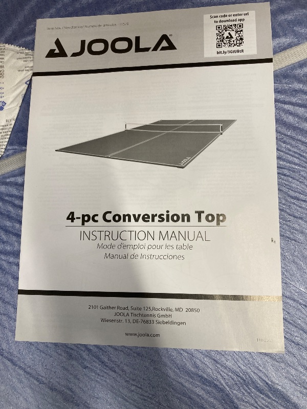 Photo 1 of *Heavy* JOOLA Tetra - 4 Piece Ping Pong Table Top for Pool Table - Includes Ping Pong Net Set - Full Size Table Tennis Conversion Top for Billiard Tables - Easy Assembly & Compact Storage - Incl. Foam Backing