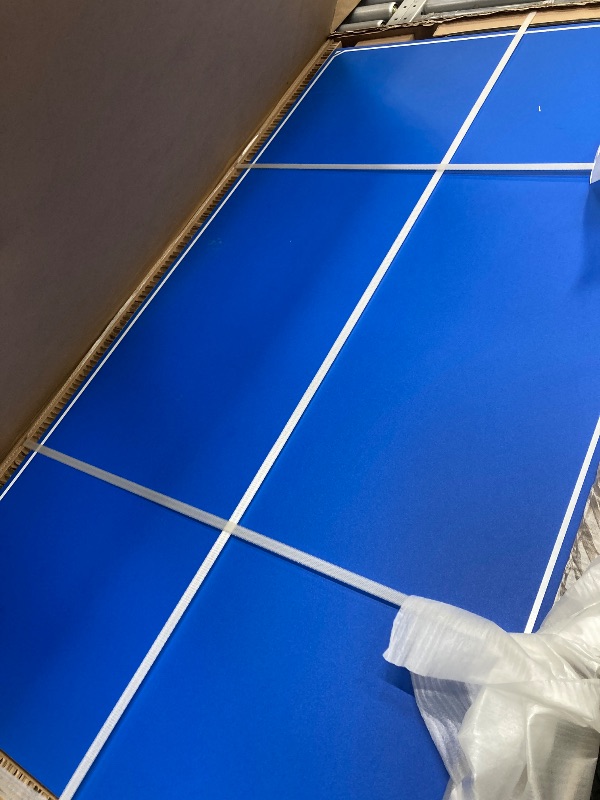 Photo 1 of *Heavy* JOOLA Tetra - 4 Piece Ping Pong Table Top for Pool Table - Includes Ping Pong Net Set - Full Size Table Tennis Conversion Top for Billiard Tables - Easy Assembly & Compact Storage - Incl. Foam Backing