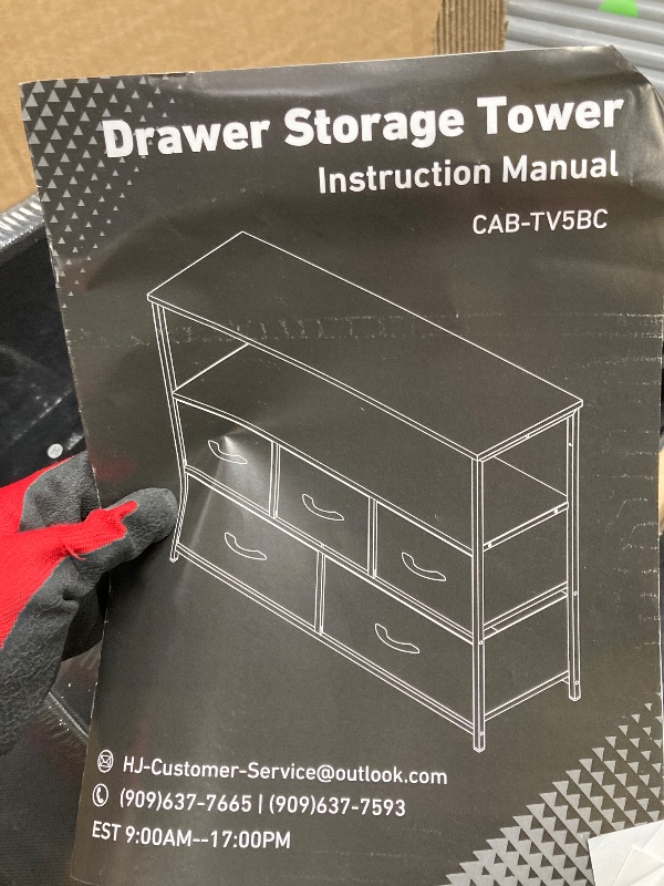 Photo 1 of *Damaged/See Photos* EDX Dresser TV Stand, Entertainment Center with Fabric Drawers, Media Console Table with Open Shelves for TV up to 45 inch for Bedroom, Living Room, Entryway, Black
