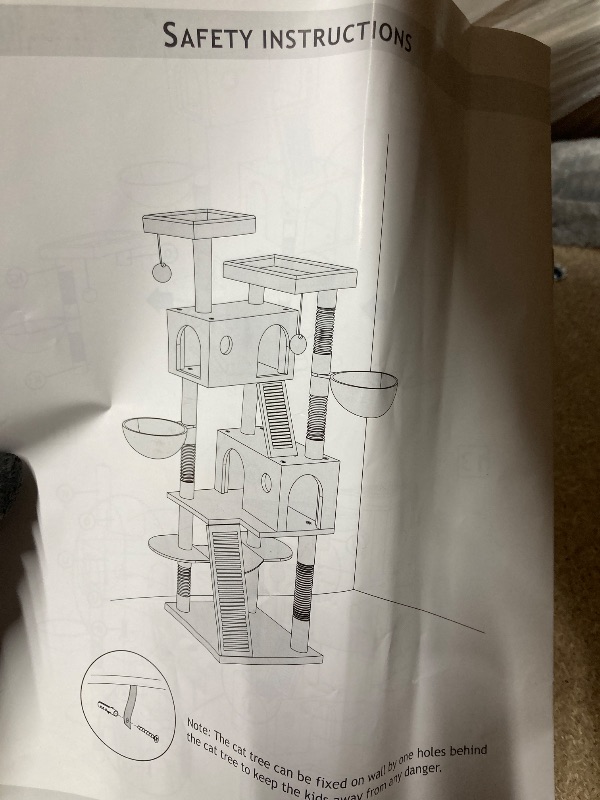 Photo 1 of *Heavy* Amolife 65.7" Large Cat Tree and Tower Condo for Indoor Cats with 2 Scratching Boards, Hammock & Post, Gray
