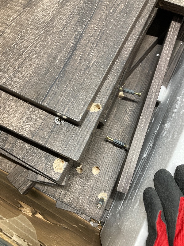 Photo 1 of *Heavy* Damage to boards/See photos* Yeahumalia Farmhouse LED TV Stand for 65 70 75 80 85 90-inch TVs, Media Console Entertainment Center for Living Room, Bedroom, Grey Oak
