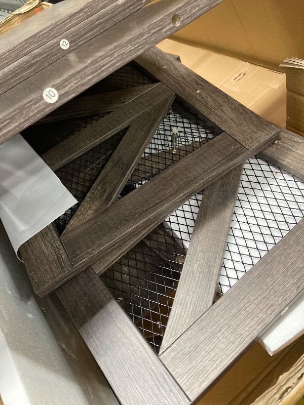 Photo 1 of *Heavy* Damage to boards/See photos* Yeahumalia Farmhouse LED TV Stand for 65 70 75 80 85 90-inch TVs, Media Console Entertainment Center for Living Room, Bedroom, Grey Oak
