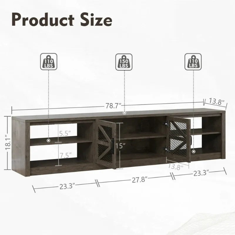 Photo 1 of *Heavy* Damage to boards/See photos* Yeahumalia Farmhouse LED TV Stand for 65 70 75 80 85 90-inch TVs, Media Console Entertainment Center for Living Room, Bedroom, Grey Oak
