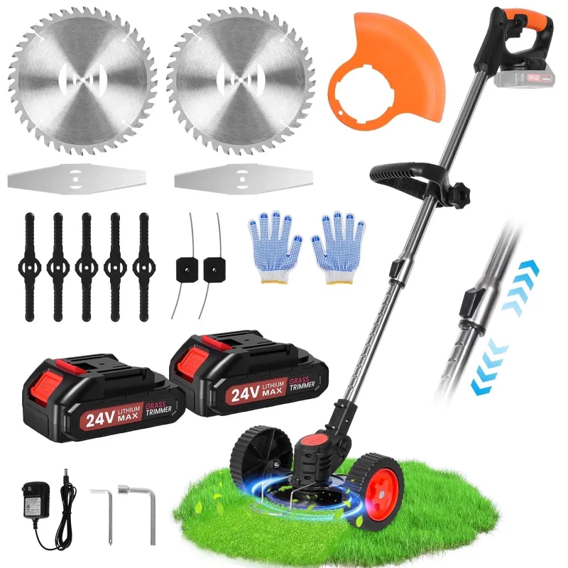 Photo 1 of *Gloves damaged* NEXPOW 24V Cordless Grass Trimmer – Lightweight Lawn Edger & Weed Cutter for Garden & Yard Care, Orange
