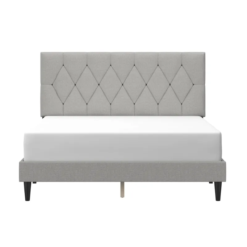 Photo 1 of *Heavy* Mainstays Hillside Diamond Tufted Upholstered Queen Platform Bed, Gray
