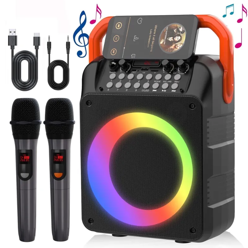 Photo 1 of *No cord to test* Kivdit Karaoke Machine for Kids and Adults,Portable Home Karaoke System with 2 Wireless Microphones,Bluetooth Speaker Singing Machine with RGB Lights for Party
