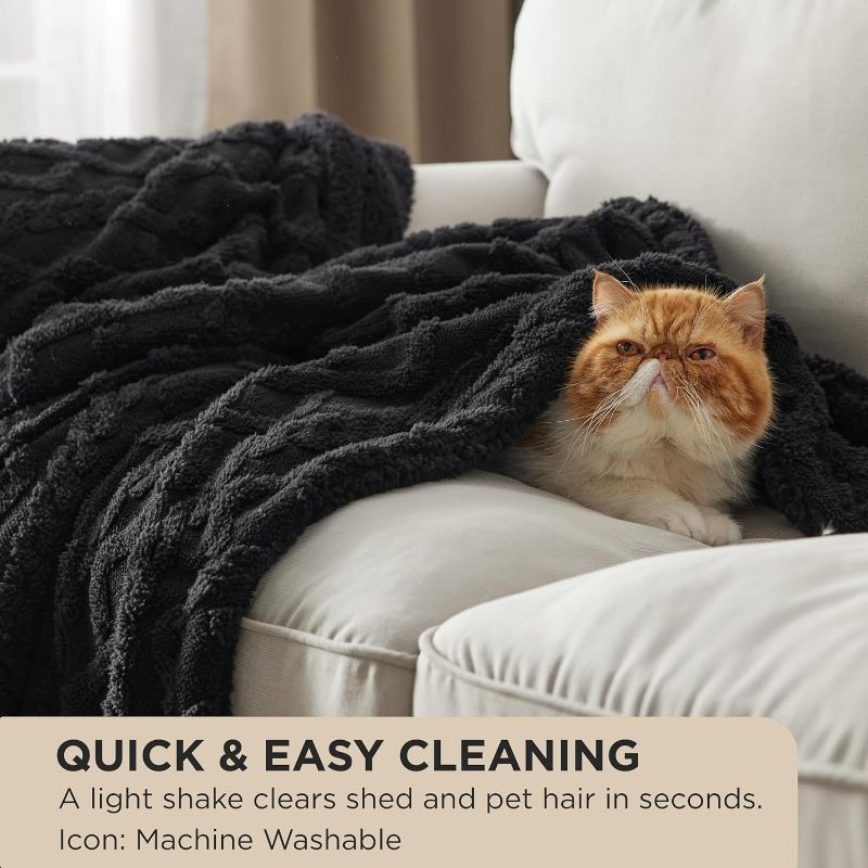 Photo 1 of 
Bedsure Gentlesoft Sherpa Fleece Throw Blanket for Couch - Fluffy & Cozy Cable Jacquard Tufted Throw for Women Gift, Thick and Warm Blankets for Winter,
