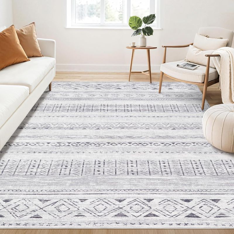 Photo 1 of 
Large Living Room Area Rug 7x9: Soft Machine Washable Boho Moroccan Farmhouse Rugs for Bedroom Under Dining Table - Non-Slip Neutral Morden Indoor Floor Rug Carpet for Home Office Decor - Grey