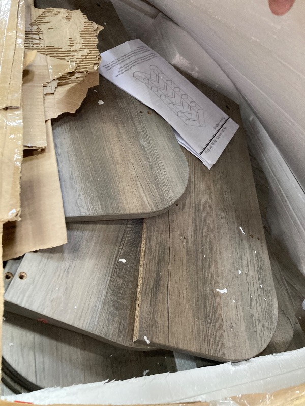 Photo 1 of **MISSING HARDWARE**Homfa 73.9” Tall Corner Bookshelf, 6 Tier L-Shaped Large Display Bookcase with Curved Edges for Living Room Home Office Study, Gray