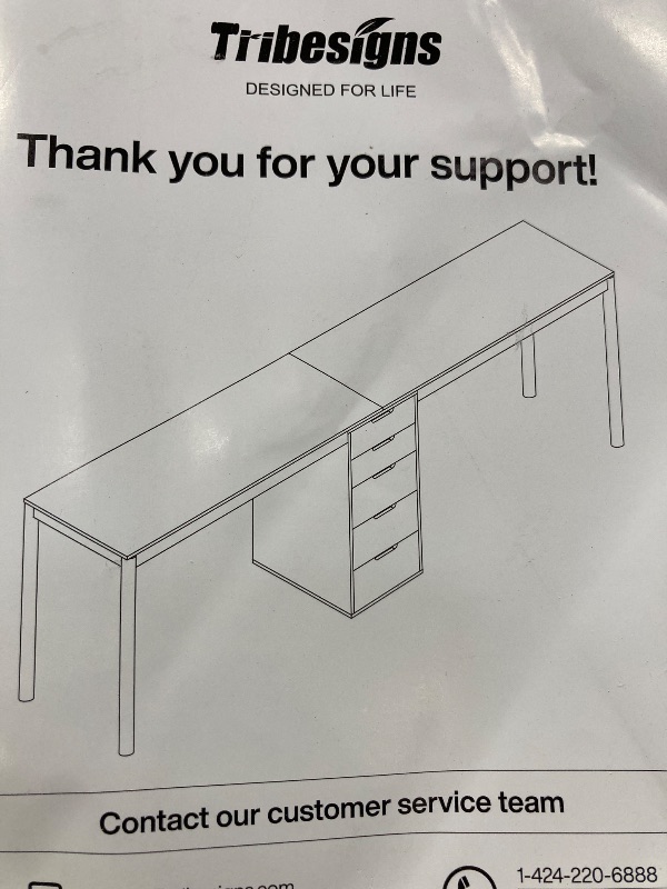 Photo 1 of *****missign parts+hardware********* Two Person Office Desk, Double Computer Desk with 5 Drawers and Adjustable Feet Pads, Wood Modern Home Dual Desk for Two People brown/white