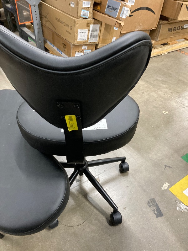 Photo 1 of ****it's missing a wheel********** Ergonomic Cross Legged Swivel Chair, Adjustable Height and PU Leather, Meditation& ADHD Chair with Back Support, Home and Office, Black
