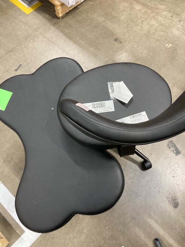 Photo 1 of ****it's missing a wheel********** Ergonomic Cross Legged Swivel Chair, Adjustable Height and PU Leather, Meditation& ADHD Chair with Back Support, Home and Office, Black
