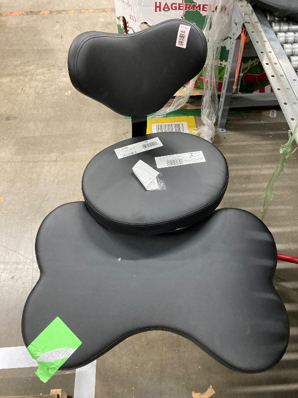 Photo 1 of ****it's missing a wheel********** Ergonomic Cross Legged Swivel Chair, Adjustable Height and PU Leather, Meditation& ADHD Chair with Back Support, Home and Office, Black
