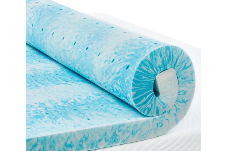 Photo 1 of Memory Foam Mattress Topper, Cooling Gel Infused Mattress Pad, Ventilated Bed Topper for Pressure Relief, CertiPUR-US Certified, Blue