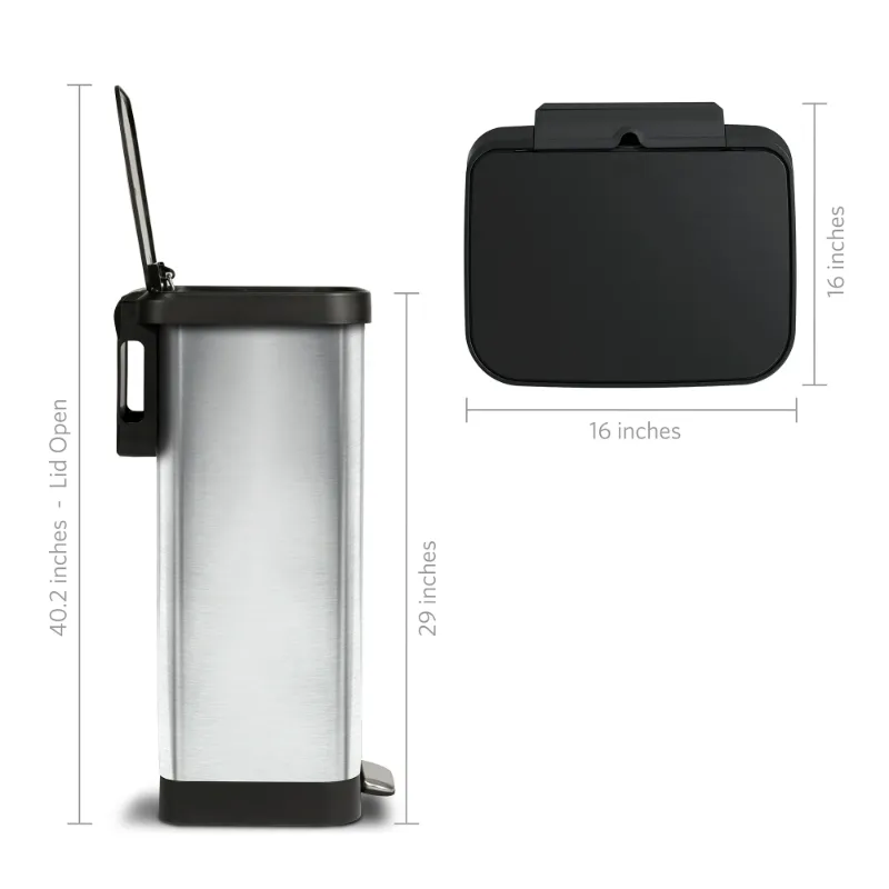 Photo 1 of **LID IS BROKE OFF HINGE ON ONE SIDE**Glad 20 Gallon Stainless Steel Step on Kitchen Trash Can