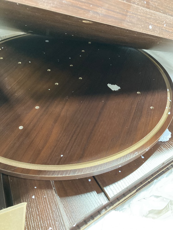 Photo 1 of *******PHPTP REFERENCE** Round Coffee Table, 31.5" Fluted Coffee Table with Storage, Fluted Accent Center Table with Sliding Door, Mid Century Modern Coffee Table for Living Room, Coffee Table Circle Wood?Walnut