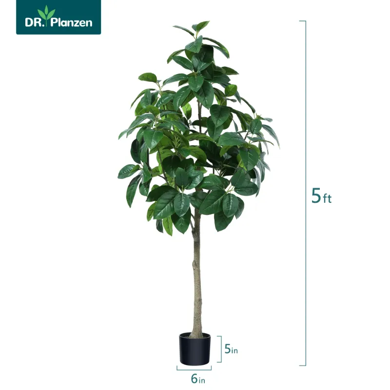 Photo 1 of ***2 pack*** Artificial Plants, 5ft Ficus Tree Faux Rubber Plants Indoor Outdoor Decor Fake Tree in Pot Plastic Plants for Home Decor Office Living Room Porch Patio Perfect Housewarming Gift Green
