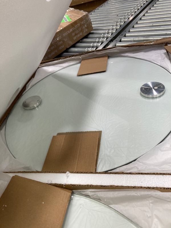 Photo 1 of ********BOX 1/2****** PARTIAL SET****** Coaster Home Furnishings - Warren - 3-Piece Coffee Table Set with Clear Glass Oval Tops, Metal Frame with Intertwined Ring Design - Living Room - Chrome - 722373