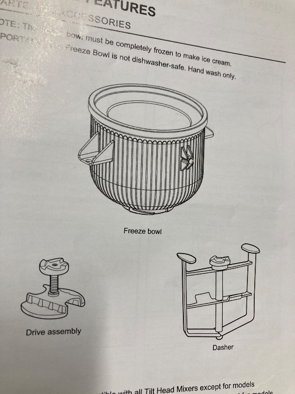 Photo 1 of ***BOWL ATTACHMENT ONLY*** Ice Cream Maker Attachment for KitchenAid Stand Mixer, Compatible with 4.5/5QT & 6QT Stand Mixers, 2 Quart Frozen Kitchenaid Ice Cream Maker Attachment Ice Cream Bowl for Yogurt/Sorbet Gelato
