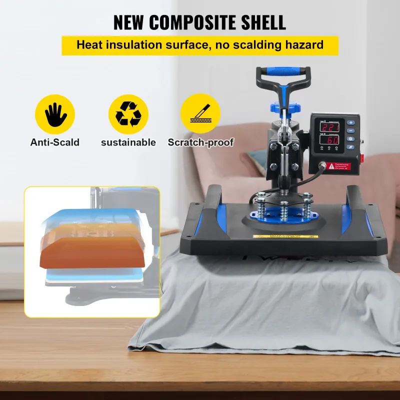Photo 1 of *8 Stock Picture for reference Only ** VEVOR Heat Press Machine, 12 x 15 Inches, Fast Heating, 360 Swing Away Digital Sublimation T-Shirt Vinyl Transfer Printer with Anti-Scald Surface, Canvas Bag, Pillow, Banner, ETL Listed, Blue
