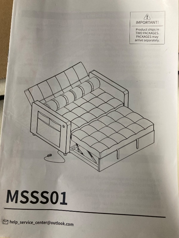 Photo 1 of ***BOX #1 -PARTS ONLY SELLING AS IS*** Marsail Sofa Bed, 3-in-1 Convertible Sleeper Sofa, Futon Couch with USB Charging, Side Pockets & Adjustable Backrest, Pull Out Couch for Living Room, Apartment, Loveseat, Velvet Fabric, Beige