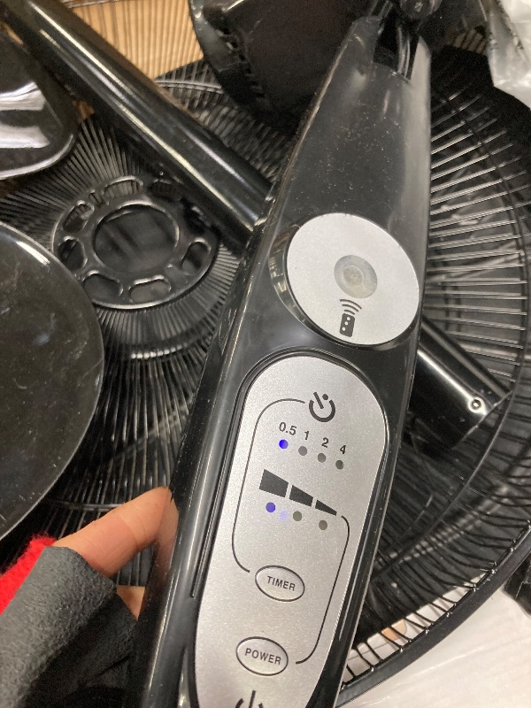 Photo 1 of **used missing parts*****BLACK+DECKER 18-Inch Stand Fan with Pedestal Base, Height Adjustable Pedestal Fan with Remote and Touch Control Panel, Free Standing Fan with 90-Degree Oscillating and 3-Speed Settings, Black