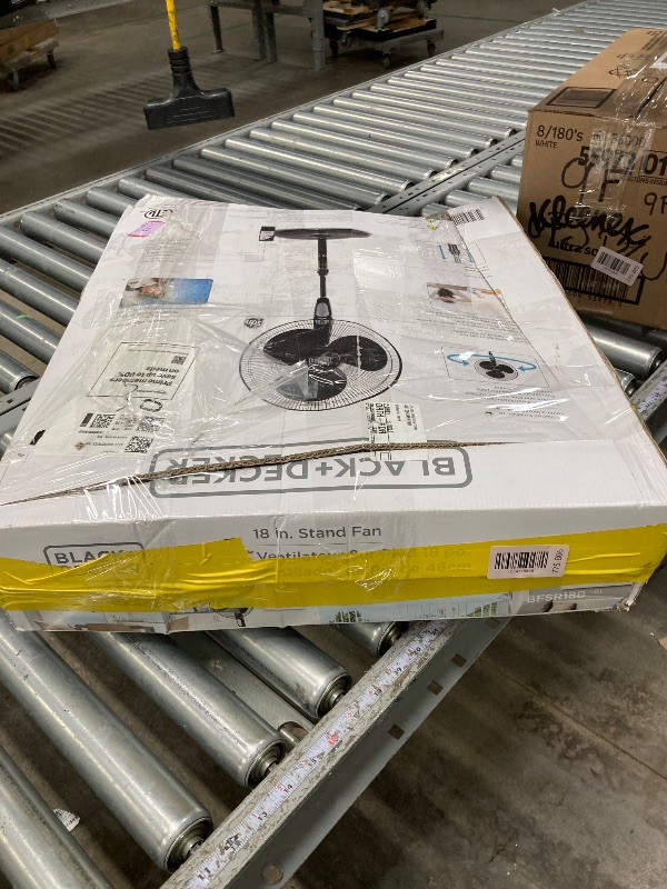 Photo 1 of **used missing parts*****BLACK+DECKER 18-Inch Stand Fan with Pedestal Base, Height Adjustable Pedestal Fan with Remote and Touch Control Panel, Free Standing Fan with 90-Degree Oscillating and 3-Speed Settings, Black