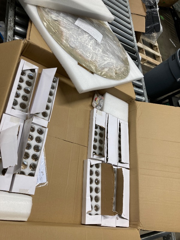 Photo 1 of ***misssing parts****   cenozo 98'' Modern Crystal Chandelier for Entryway Raindrop Chandeliers LED Dimmable High Ceiling Flush Mount Light Fixtures for Staircaes Hallway Foyer Living Room LED Bulbs Included Gold