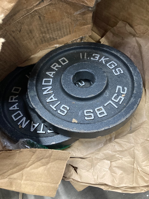 Photo 1 of ***USED****Fitvids Olympic Cast Iron Inch Weight Plate for Strength Training & Weightlifting, Multiple Weights Available, 25LB (Pair) 4PCS 