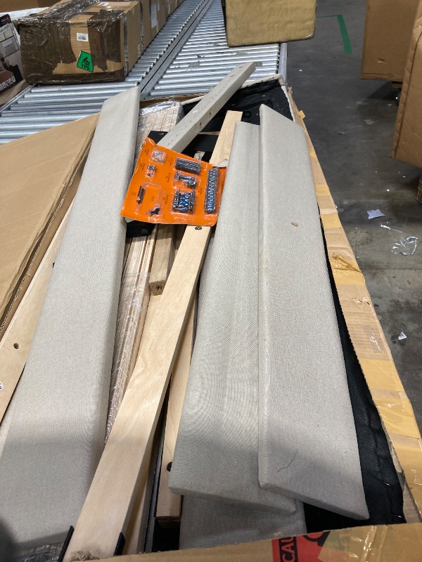 Photo 1 of ******used missing parts Novilla Full Size Bed Frame with Adjustable Headboard Platform Full Bed Frame with Linen Fabric Upholstered Headboard