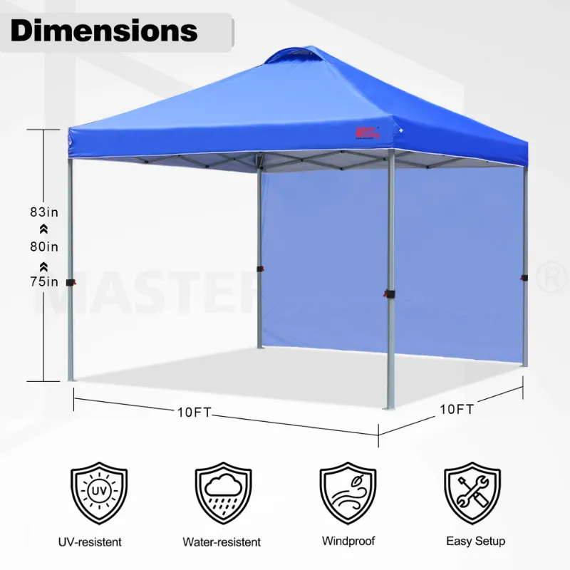 Photo 1 of **used***MASTERCANOPY 10' x 10' Easy Pop-up Canopy Tent Outdoor Shade Shelter with 1 Sidewall, Blue