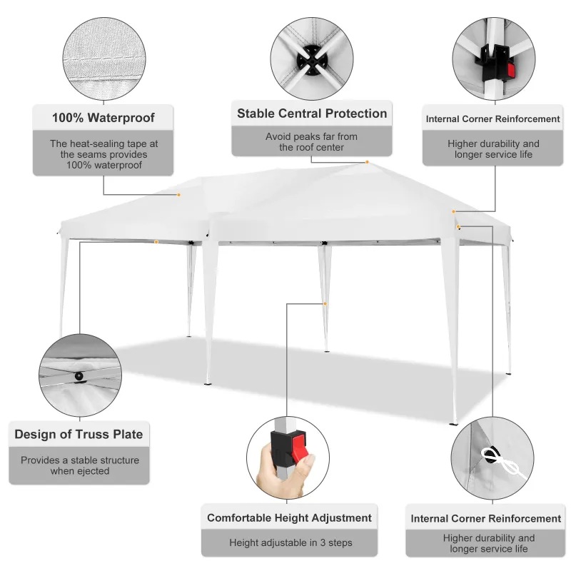 Photo 1 of **missing parts  used****HOTEEL 10x20 Pop up Canopy Tent, Protable Canopy Tent with 6 Sidewalls Waterproof Commercial Pop up Tent for Parties, Wedding, Camping, Courtyard with Carry Bag,White