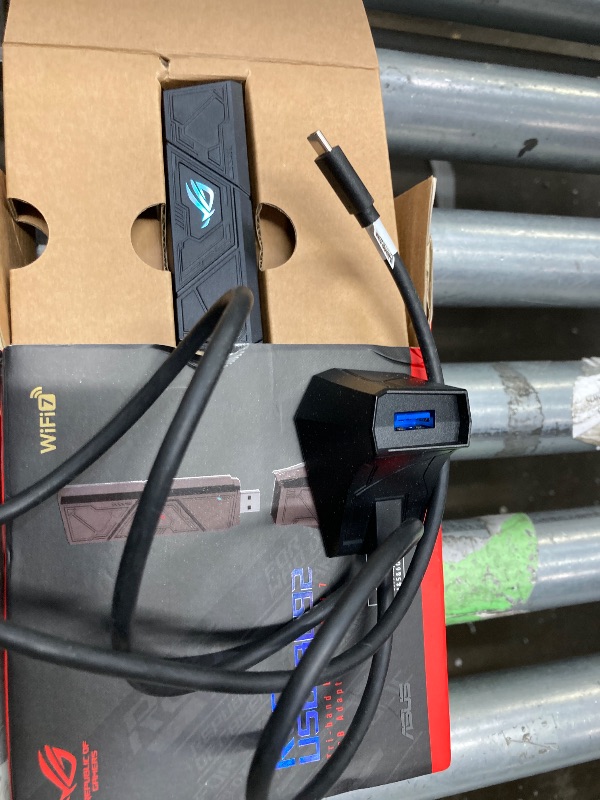 Photo 1 of **used****ASUS ROG USB-BE92 Tri-Band BE6500 WiFi 7 USB Adapter, 6GHz Band, Support 4096-QAM, Multi-Link Operation (MLO), Compatible with Type A and C, WPA3 Network Security