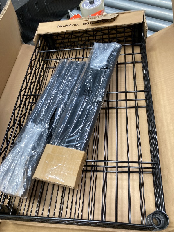 Photo 1 of **used misssing parts***Amazon Basics 3-Shelf Adjustable Heavy Duty Steel Wire Rack Storage Shelving Organizer for Kitchen, Garage, 23.2" L x 13.4" W x 30" H, Black