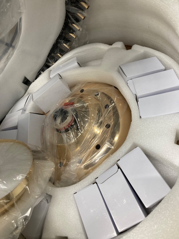 Photo 1 of ***used misssing parts*****    Moooni 52" Large Luxury Crystal Ceiling Fan with Light and Remote Control, Crystal Chandelier Fan LED Dimmable, Modern Retractable Invisible Ceiling Fan for Living Room Dining Room Foyer Hotel