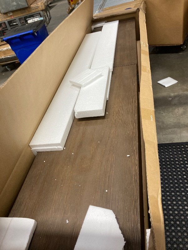 Photo 1 of *USED MISSING PATRS* Plank+Beam Grand Console Table, 56 Inch Solid Wood Modern Sofa Table, Narrow Entryway Table for Hallway, Behind The Couch, Living Room, Foyer, Walnut Wirebrush