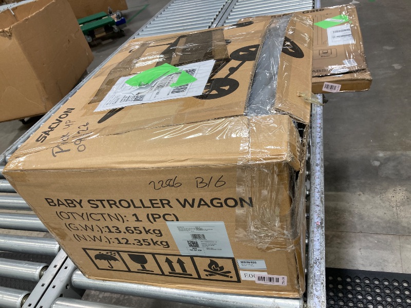 Photo 1 of **USED  MISSING PARTS***  SACVON All-Terrain Stroller Wagon for Toddlers with Canopy, Parent Organizer, Adjustable Handlebar, 2 Cup Holders