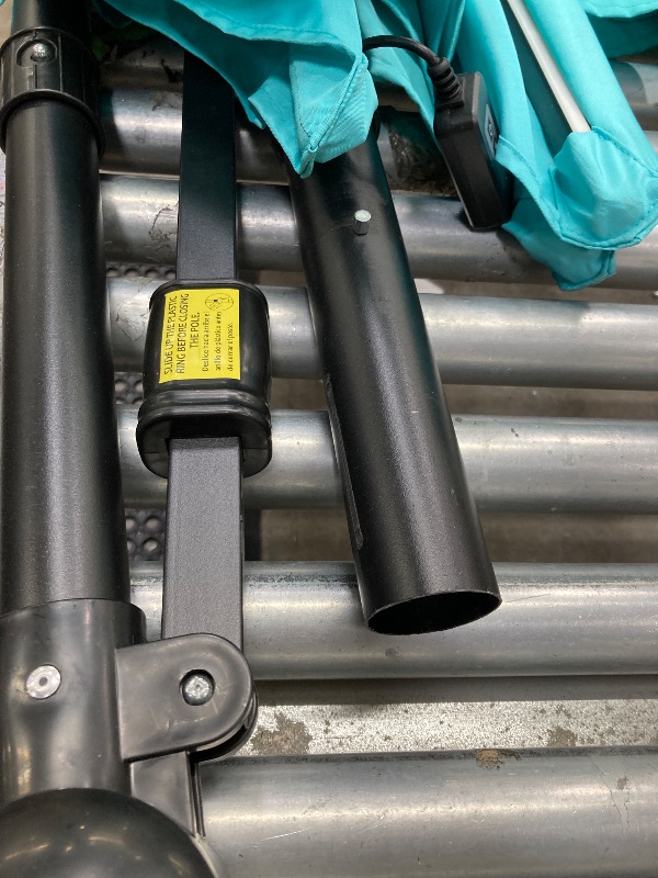 Photo 1 of **THEY ARE MISSING THE TUBE BELOWTHE PRODUCT IS MISSING PARTS, IT IS USED AND HAS MINOR DAMAGE***Best Choice Products 10ft Offset Hanging Market Patio Umbrella w/Easy Tilt Adjustment, Polyester Shade, 8 Ribs for Backyard, Poolside, Lawn and Garden - Cerul