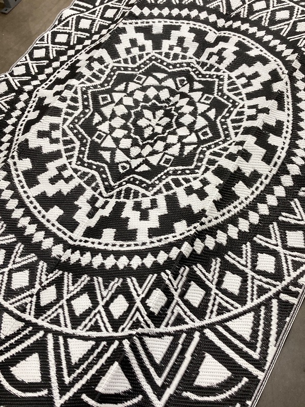 Photo 1 of ***ONE ROUND RUG  & ONE RECTANGLE RUG ***  
VUNATE Outdoor Patio Rug Clearance Plastic Waterproof Indoor Outdoor Mat for Picnic RV Porch Camping Reversible Lightweight Boho Outside Rug Black White