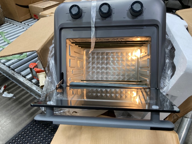 Photo 1 of ****It is used and has some dents on the front. used**19QT Air Fryer Toaster Oven with Convection, 5-in-1 Countertop Cooker, Visible Window, Oil Free, 1500W, Black